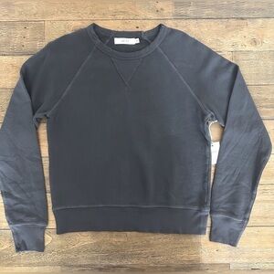 American Eagle French Terry Outfitters Dark Gray Crewneck Sweater Distressed